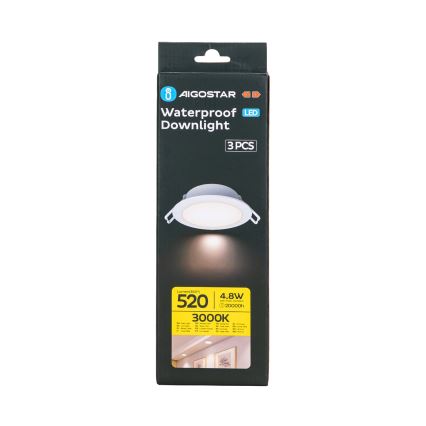 Aigostar - SET 3x Lámpara empotrable de exterior LED LED/4,8W/230V 3000K IP65 blanco