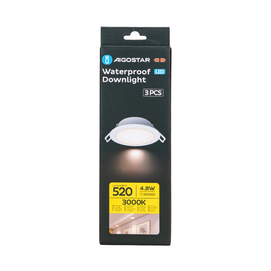 Aigostar - SET 3x Lámpara empotrable de exterior LED LED/4,8W/230V 3000K IP65 blanco