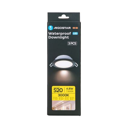 Aigostar - SET 3x Lámpara empotrable de exterior LED LED/4,8W/230V 3000K IP65 negro