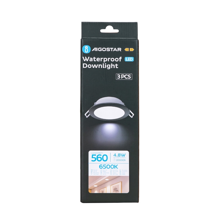 Aigostar - SET 3x Lámpara empotrable de exterior LED LED/4,8W/230V 6500K IP65 negro
