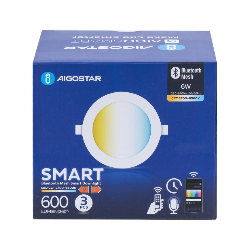 Aigostar - SET 3x Lámpara empotrable LED regulable MESH LED/6W/230V 2700K-6500K diá. 11,5cm