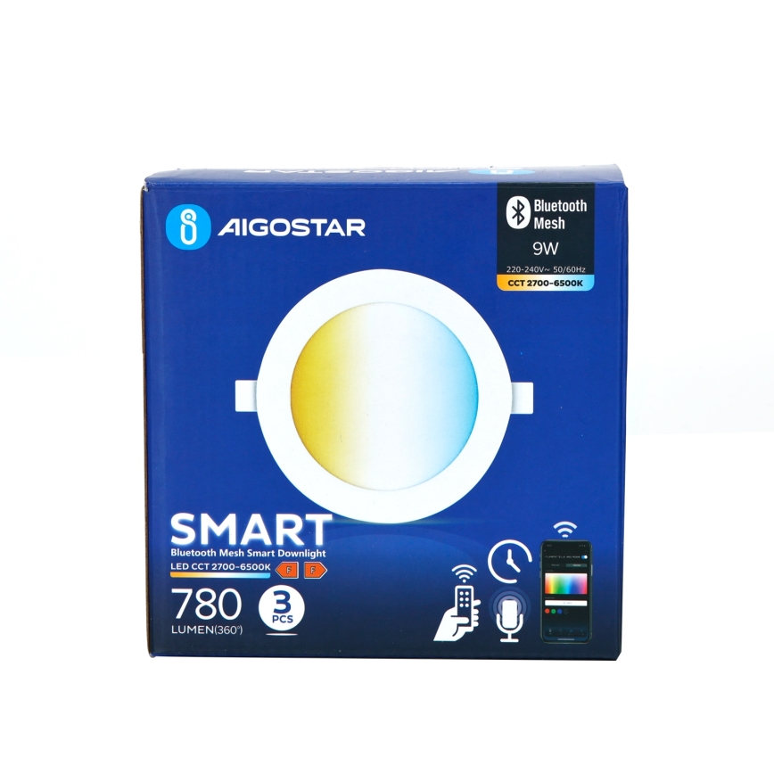 Aigostar - SET 3x Lámpara empotrable LED regulable MESH LED/9W/230V 2700K-6500K diá. 14,5 cm