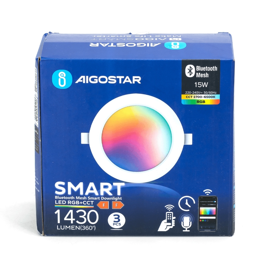 Aigostar - SET 3x LED RGB Lámpara empotrable regulable MESH LED/15W/230V 2700K-6500K diá. 17cm