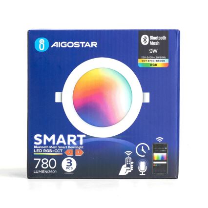 Aigostar - SET 3x LED RGB Lámpara empotrable regulable MESH LED/9W/230V 2700K-6500K diá. 14,5cm