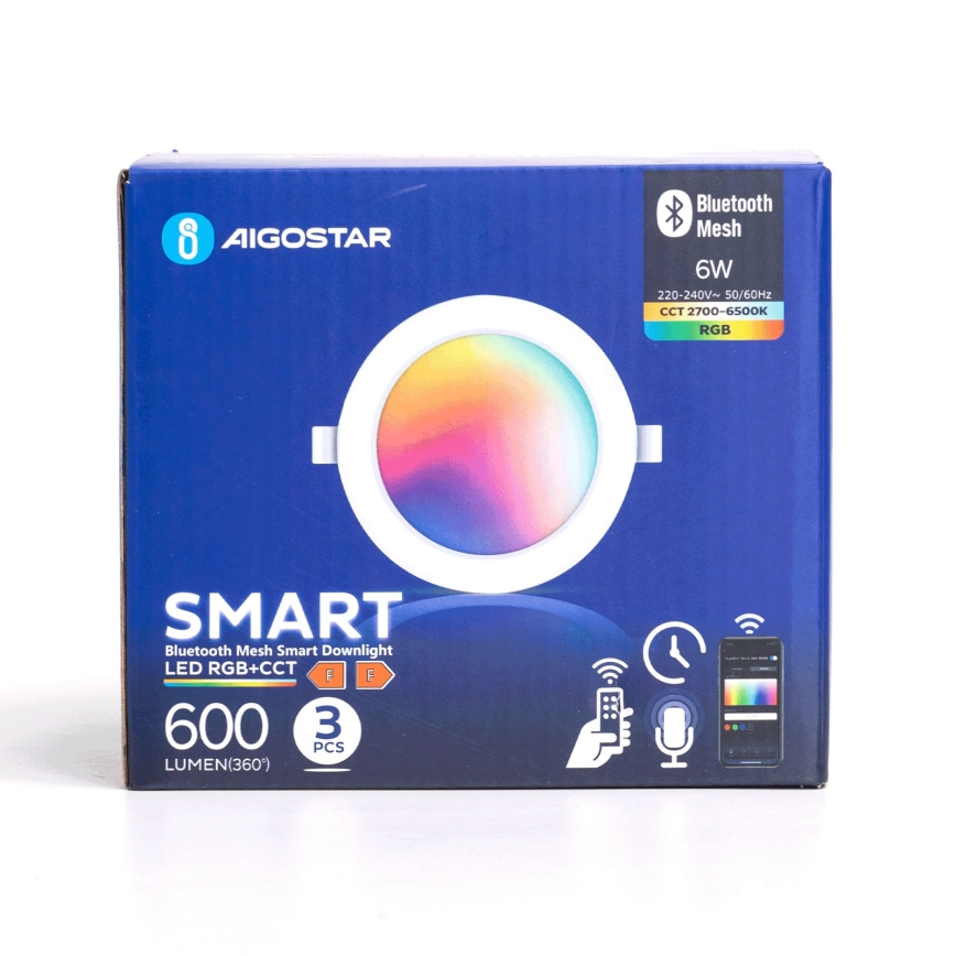Aigostar - SET 3 x LED RGB Lámpara empotrable regulable MESH LED/6W/230V 2700K-6500K diá. 11,5cm