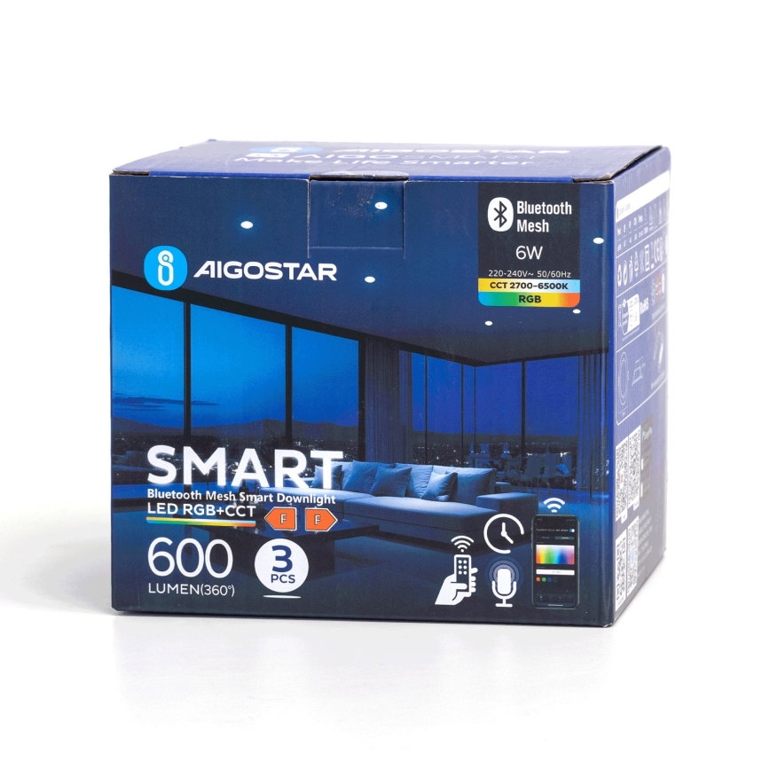 Aigostar - SET 3 x LED RGB Lámpara empotrable regulable MESH LED/6W/230V 2700K-6500K diá. 11,5cm