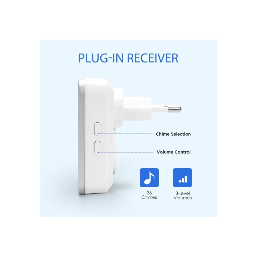Aigostar - Timbre inalámbrico 230V blanco