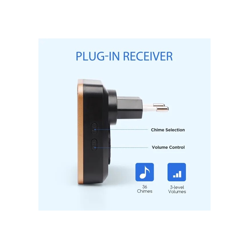 Aigostar - Timbre inalámbrico 230V negro