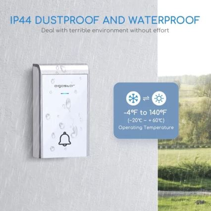 Aigostar - Timbre inalámbrico 3xAA IP44 blanco/plata