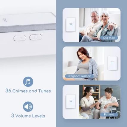 Aigostar - Timbre inalámbrico 3xAA IP44 blanco/plata