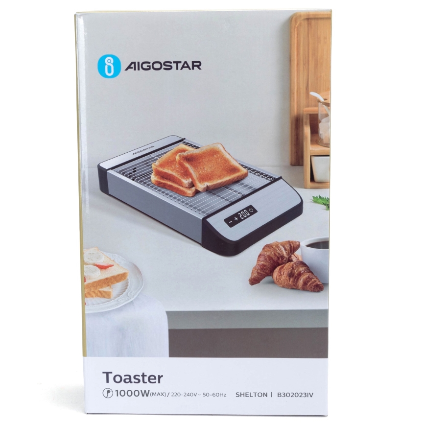 Aigostar - Tostadora 840-1000W/230V cromo mate