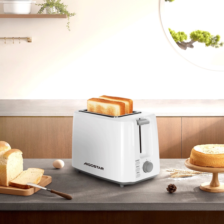 Aigostar - Tostadora con dos agujeros 750W/230V blanco