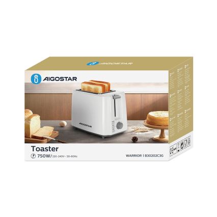 Aigostar - Tostadora con dos agujeros 750W/230V blanco