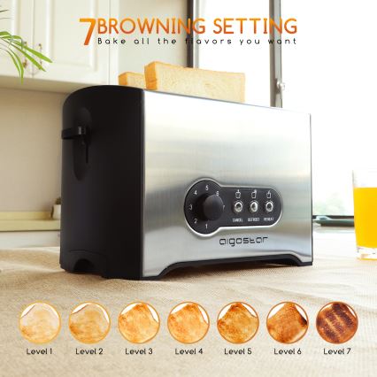 Aigostar - Tostadora con dos agujeros 900W/230V cromo mate