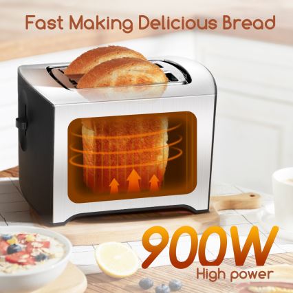 Aigostar - Tostadora con dos agujeros 900W/230V cromo mate
