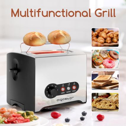 Aigostar - Tostadora con dos agujeros 900W/230V cromo mate