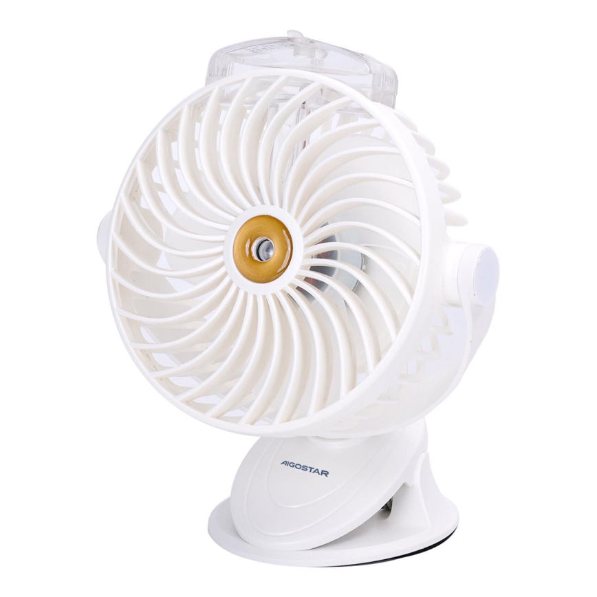 Aigostar - Ventilador de bolsillo recargable 2W/5V 2400mAh USB blanco