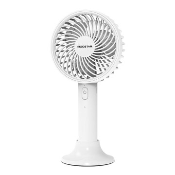 Aigostar - Ventilador de bolsillo recargable 3W/5V 1500mAh USB blanco