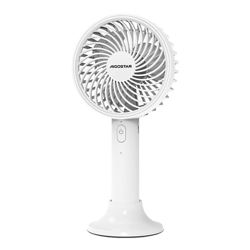 Aigostar - Ventilador de bolsillo recargable 3W/5V 1500mAh USB blanco