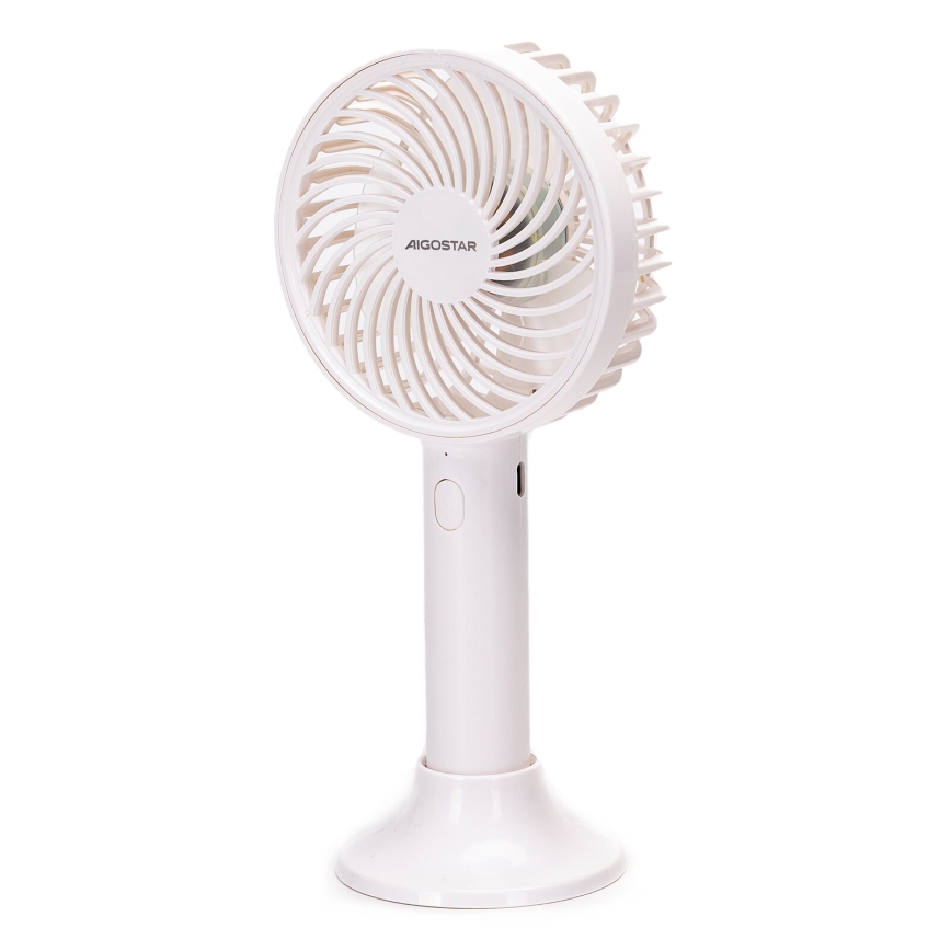 Aigostar - Ventilador de bolsillo recargable 3W/5V 1500mAh USB blanco