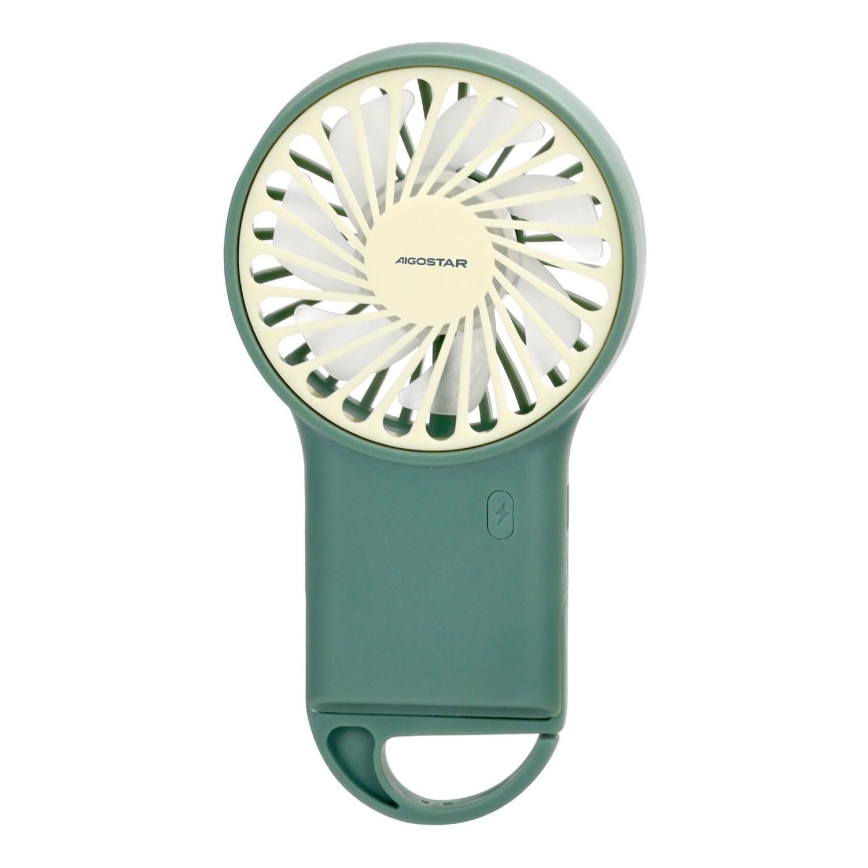 Aigostar - Ventilador de bolsillo recargable 4W/5V 500mAh USB verde
