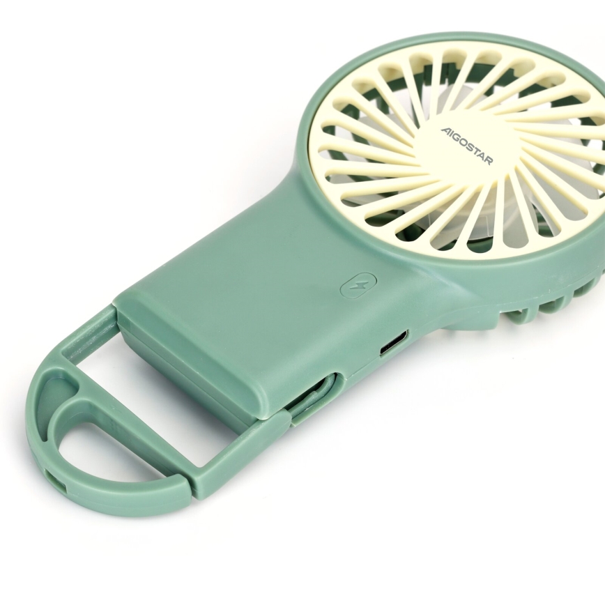 Aigostar - Ventilador de bolsillo recargable 4W/5V 500mAh USB verde
