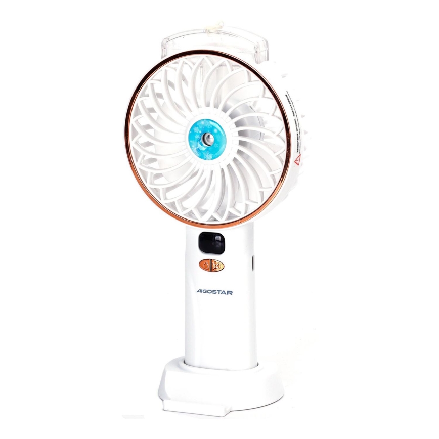Aigostar - Ventilador de bolsillo recargable 5W/5V 2400mAh USB blanco