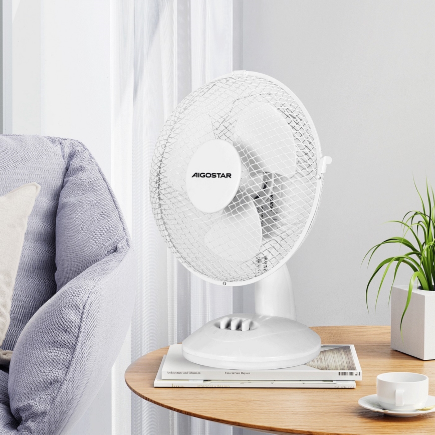 Aigostar - Ventilador de mesa 20W/230V blanco