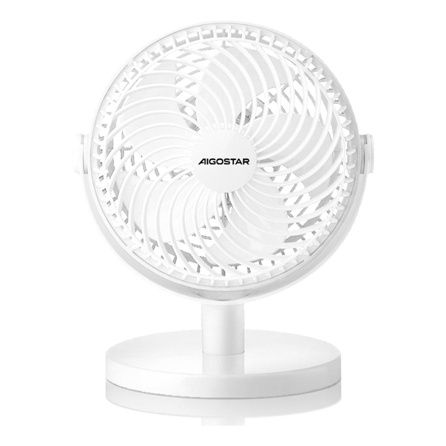 Aigostar - Ventilador de mesa 3W/5V blanco