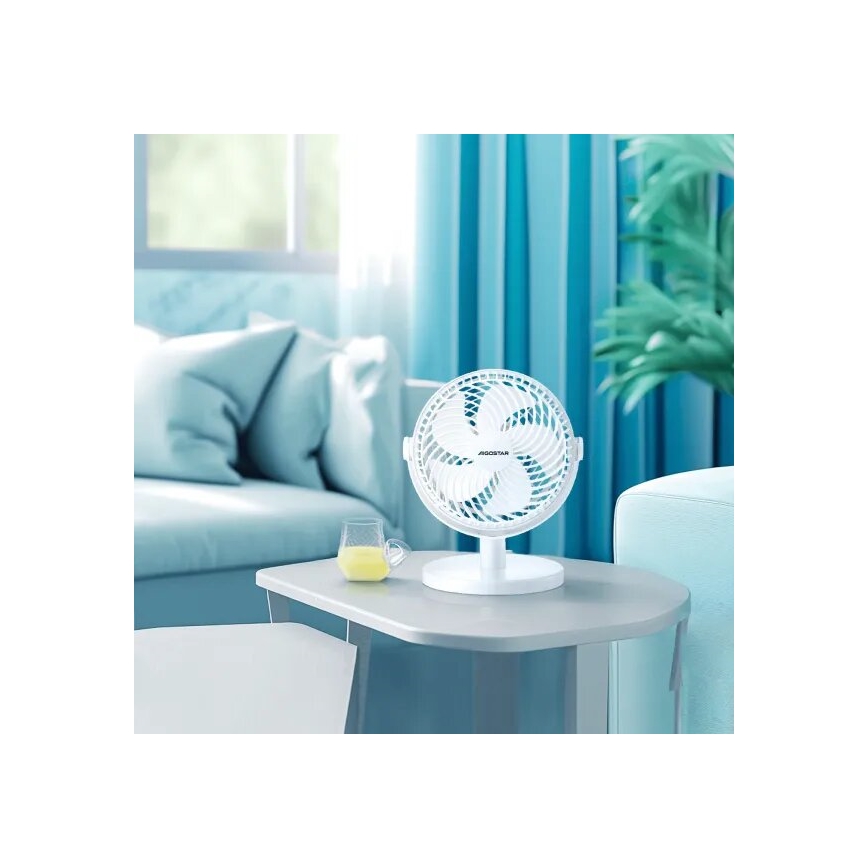 Aigostar - Ventilador de mesa 3W/5V blanco