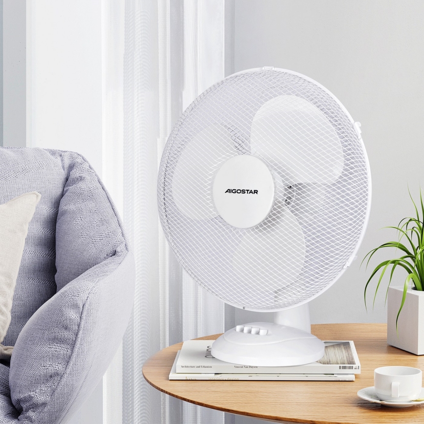 Aigostar - Ventilador de mesa 40W/230V blanco