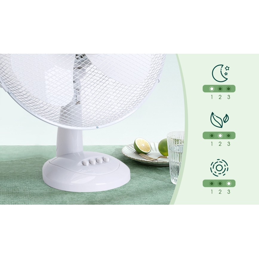 Aigostar - Ventilador de mesa 40W/230V blanco