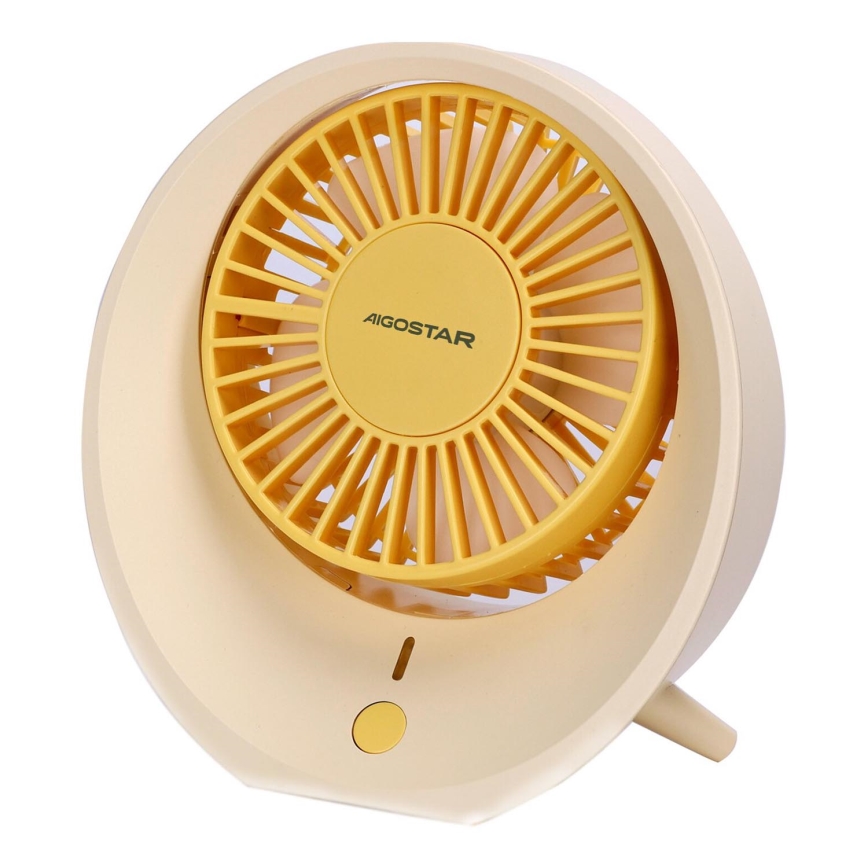 Aigostar - Ventilador de mesa recargable 3W/5V 1200mAh USB naranja