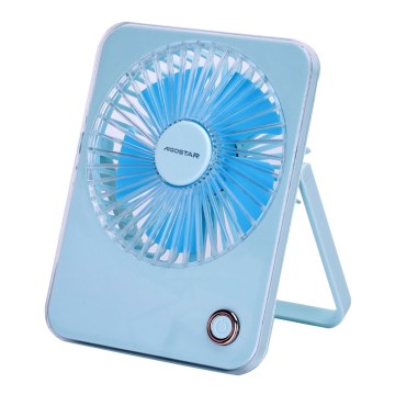 Aigostar - Ventilador de mesa recargable 5W/5V 3600mAh USB azul