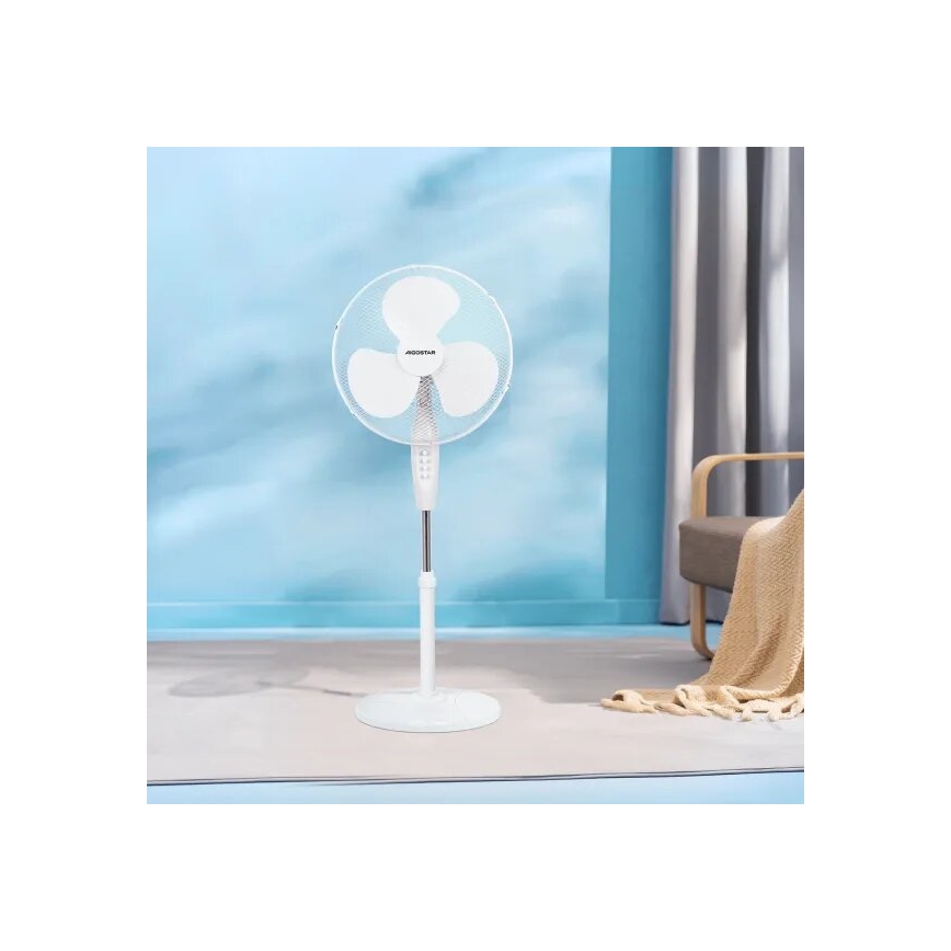 Aigostar - Ventilador de pie 40W/230V blanco