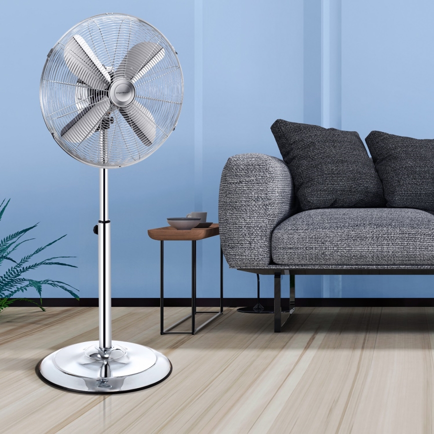 Aigostar - Ventilador de pie 50W/230V 44,8 cm cromo brillante