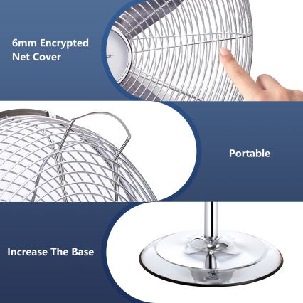 Aigostar - Ventilador de pie 50W/230V 44,8 cm cromo brillante