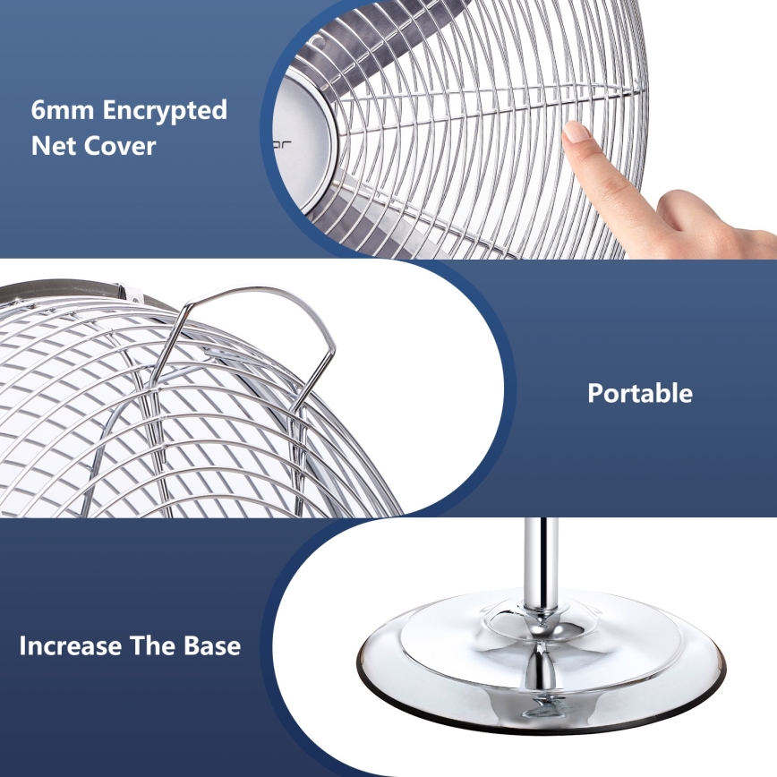 Aigostar - Ventilador de pie 50W/230V 44,8 cm cromo brillante
