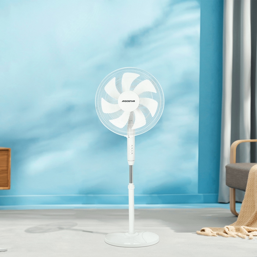 Aigostar - Ventilador de pie 60W/230V blanco