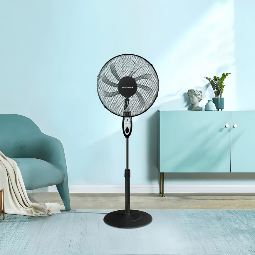 Aigostar - Ventilador de pie 60W/230V negro + control remoto
