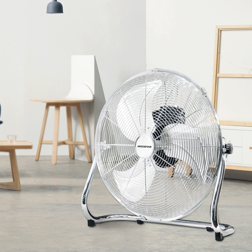 Aigostar - Ventilador de suelo 100W/230V cromo brillante