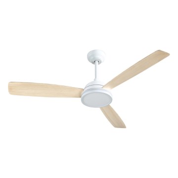 Aigostar - Ventilador de techo LED regulable LED/20W/230V 2700-6500K 132cm blanco/beige + control remoto