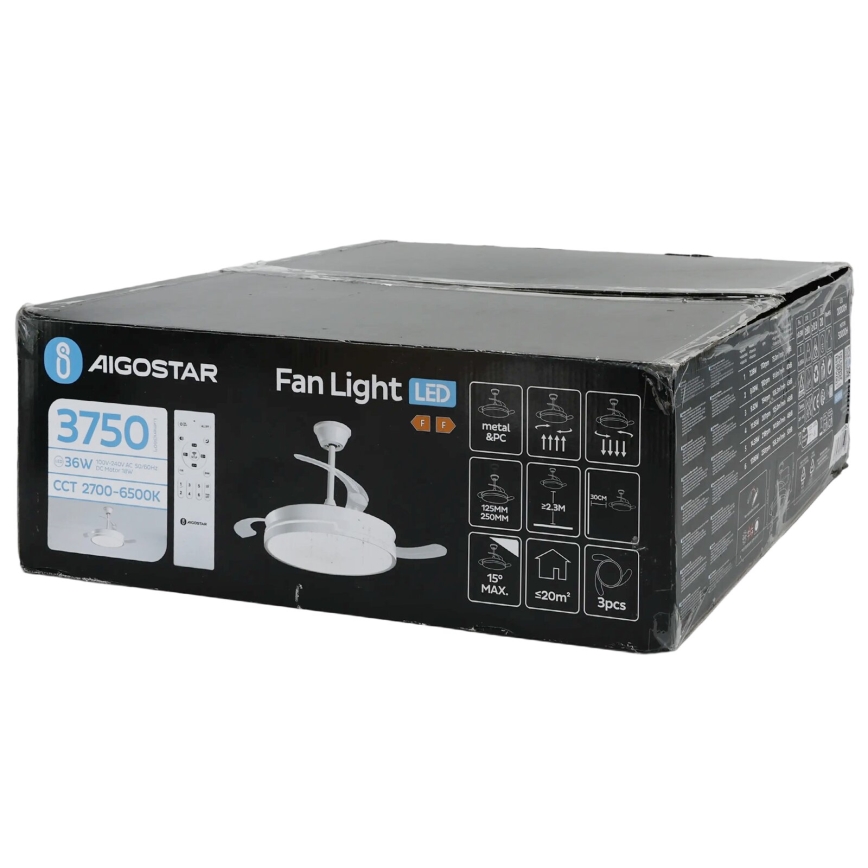 Aigostar - Ventilador de techo LED regulable LED/36W/230V 2700-6500K diá. 107 cm + control remoto blanco