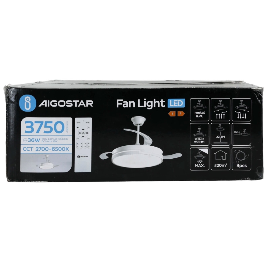 Aigostar - Ventilador de techo LED regulable LED/36W/230V 2700-6500K diá. 107 cm + control remoto blanco