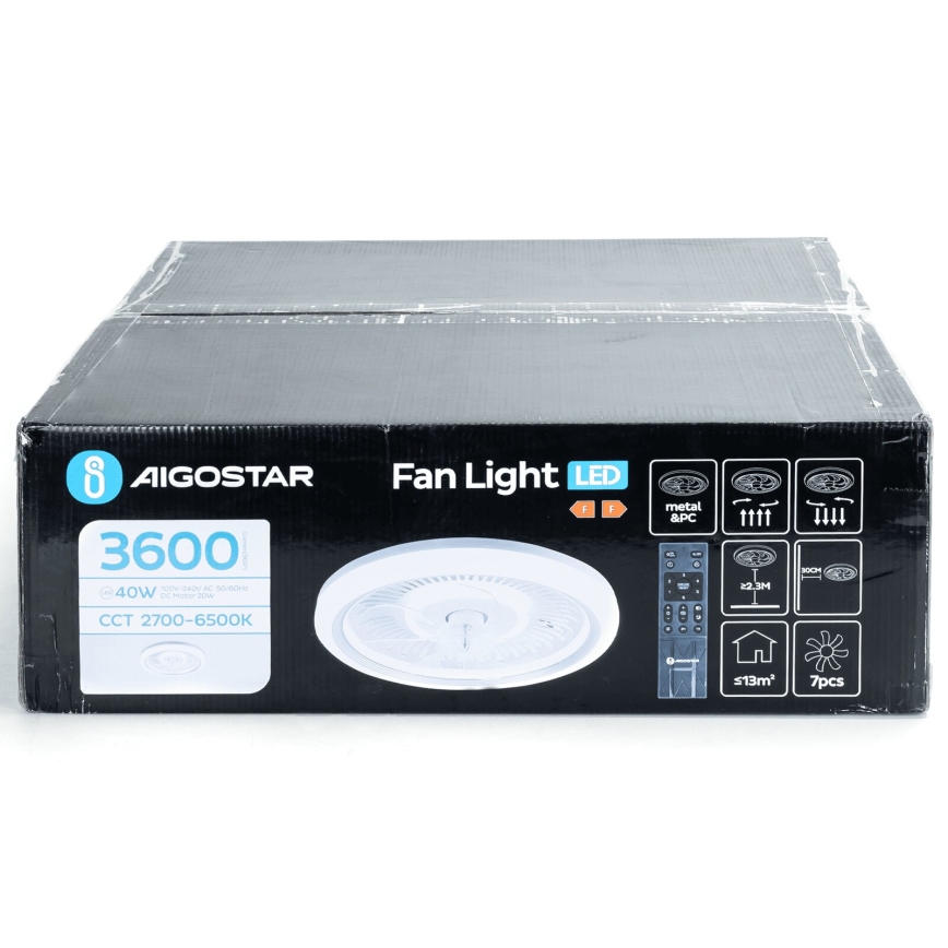 Aigostar - Ventilador de techo LED regulable LED/40W/230V 2700/4000/6500K diá. 50 cm + control remoto blanco