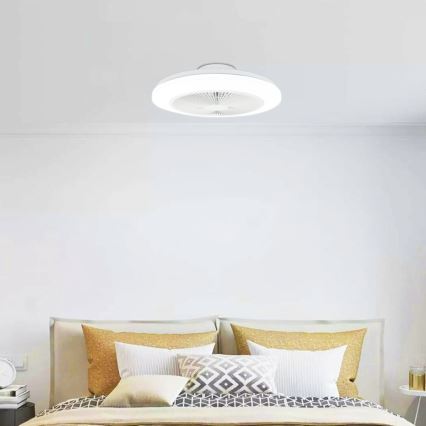 Aigostar - Ventilador de techo LED regulable LED/40W/230V 2700-6500K diá. 48 cm + control remoto blanco