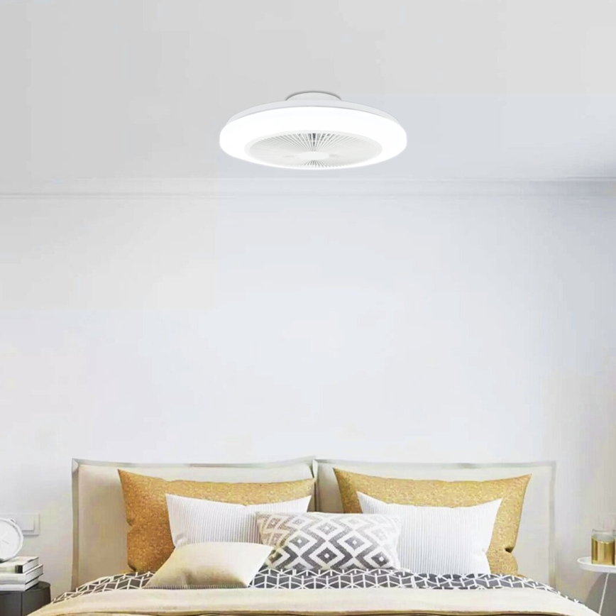 Aigostar - Ventilador de techo LED regulable LED/40W/230V 2700-6500K diá. 48 cm + control remoto blanco