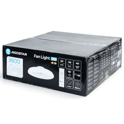Aigostar - Ventilador de techo LED regulable LED/40W/230V 2700-6500K diá. 48 cm + control remoto blanco