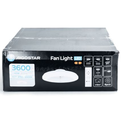 Aigostar - Ventilador de techo LED regulable LED/40W/230V 2700-6500K diá. 48 cm + control remoto blanco
