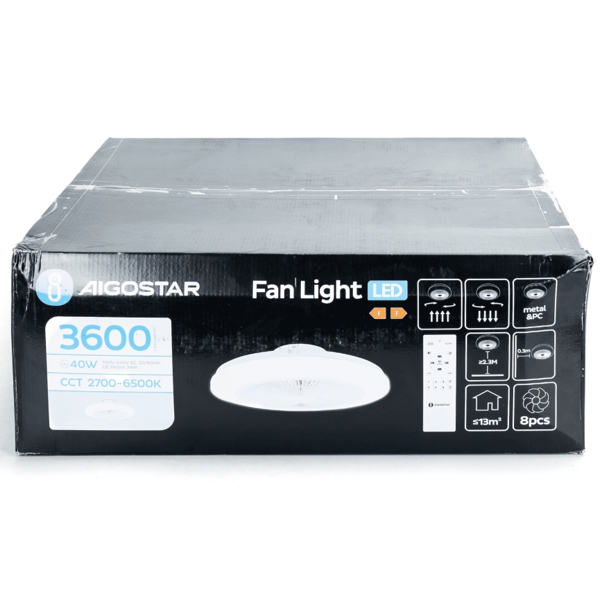 Aigostar - Ventilador de techo LED regulable LED/40W/230V 2700-6500K diá. 48 cm + control remoto blanco
